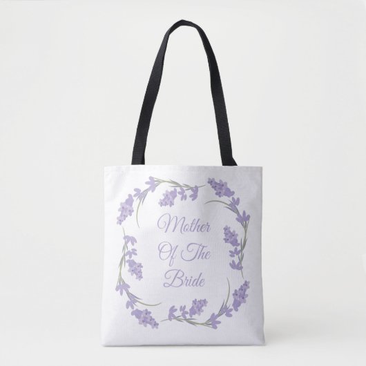 Moeder van de bruid lavendel bloemenkrans tote bag (Voorkant)