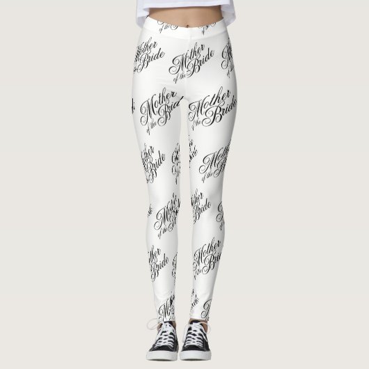 Moeder van de bruid Leggings - Zwart op Wit (Voorkant)