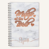 Moeder van de bruid Modern Roos Goud Hart Marmer Notitieboek (Voorkant)