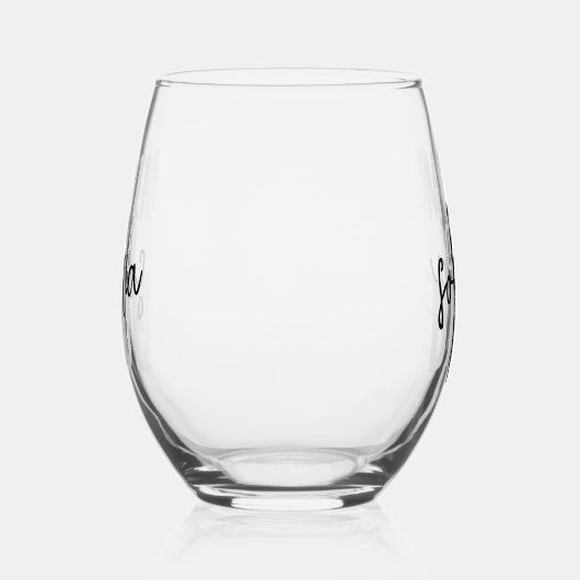 Moeder van de bruid Monogram Handtekening Script Wijnglas Zonder Voet (Links)