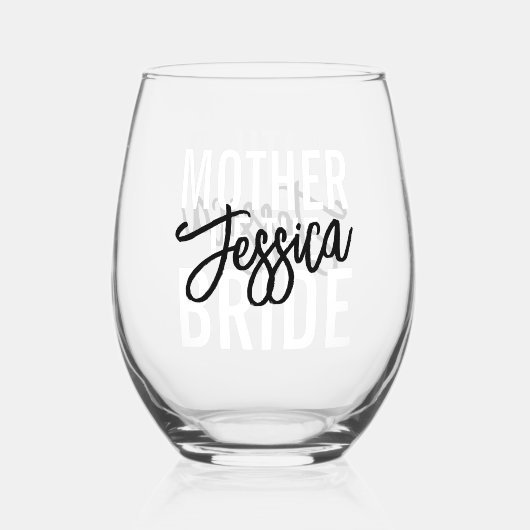 Moeder van de bruid Monogram Handtekening Script Wijnglas Zonder Voet (Achterkant)