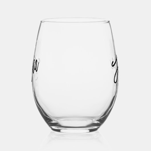 Moeder van de bruid Monogram Handtekening Script Wijnglas Zonder Voet (Rechts)