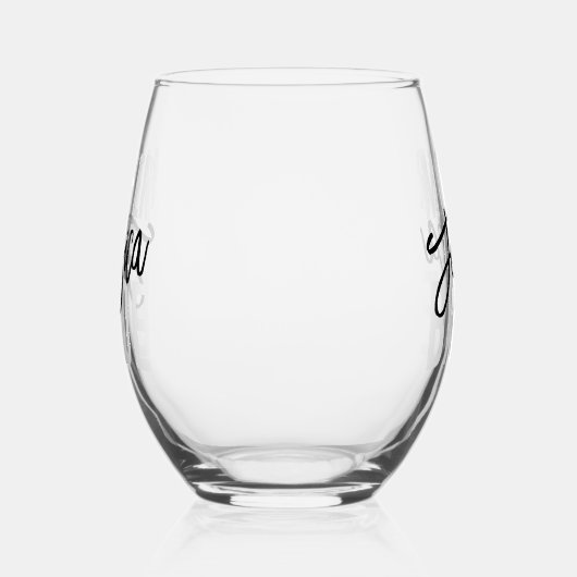 Moeder van de bruid Monogram Handtekening Script Wijnglas Zonder Voet (Links)