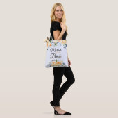 Moeder van de bruid Navy Blue Coral Peach Bloemstu Tote Bag (Op model)