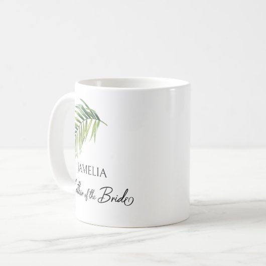 Moeder van de bruid Palm Leaf Ouder Bruiloft Koffiemok (Voorkant links)