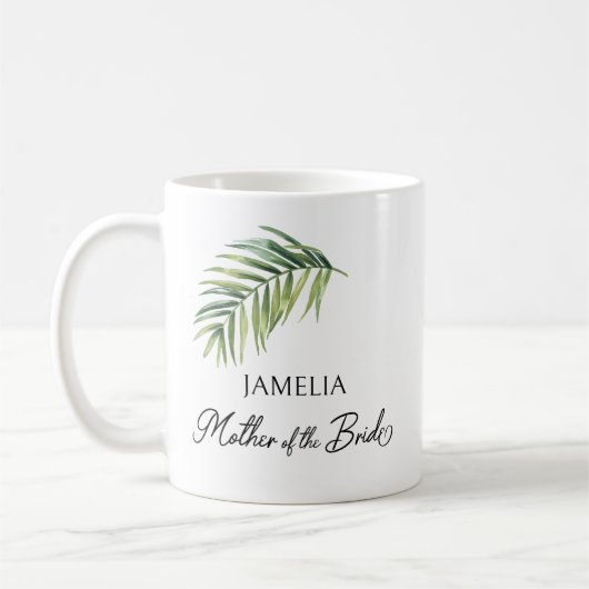 Moeder van de bruid Palm Leaf Ouder Bruiloft Koffiemok (Links)