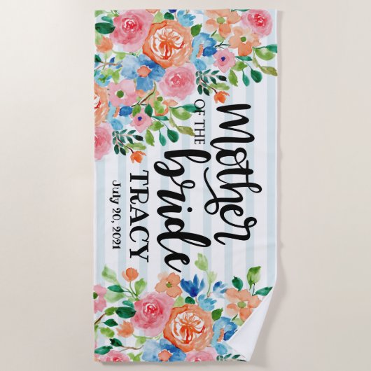 Moeder van de Bruid Persoonlijke Trouw  Strandlaken (Voorkant)