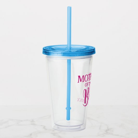Moeder van de bruid Pink Custom Bridal Party Acryl Drinkbeker (Rechts)