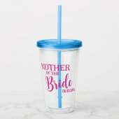 Moeder van de bruid Pink Custom Bridal Party Acryl Drinkbeker (Voorkant)