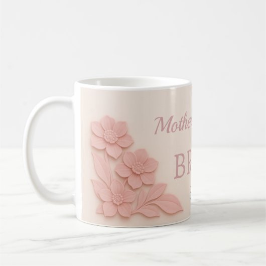 Moeder van de Bruid Roze Bloemen Koffiemok (Links)