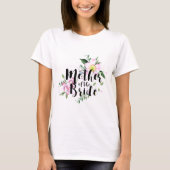 Moeder van de bruid Roze Bloemen Waterverf bruilof T-shirt (Voorkant)