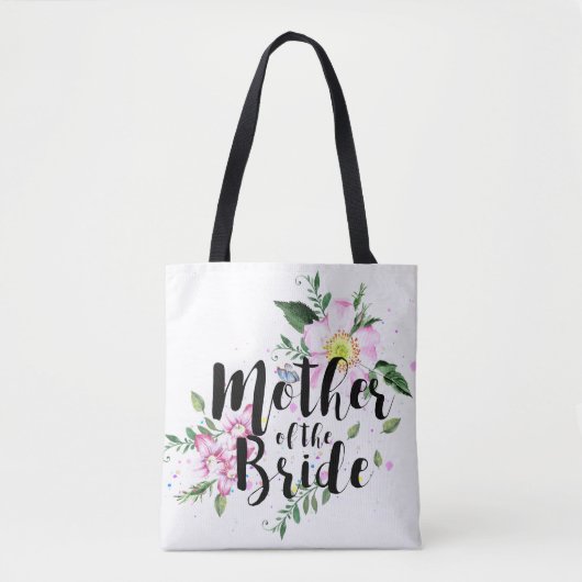 Moeder van de bruid Roze Bloemen Waterverf bruilof Tote Bag (Voorkant)