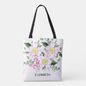 Moeder van de bruid Roze Bloemen Waterverf bruilof Tote Bag (Achterkant)