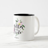 Moeder van de bruid Roze Bloemen Waterverf bruilof Tweekleurige Koffiemok (Voorkant rechts)