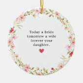 Moeder van de bruid roze bloemenkrans keramisch ornament (Voorkant)
