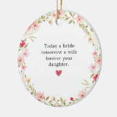 Moeder van de bruid roze bloemenkrans keramisch ornament (Links)