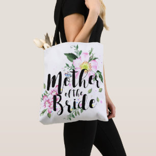 Moeder van de Bruid Roze Bloemschildering Bruiloft Tote Bag