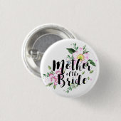 Moeder van de Bruid Roze Bloemschildering Watercol Ronde Button 3,2 Cm (Voorkant /achterkant)