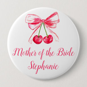 Moeder van de bruid Roze Bow Coquette bruiloft Ronde Button 4,0 Cm
