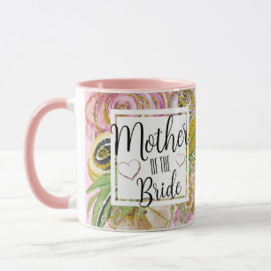 Moeder van de bruid Roze Goud Glitter Bloemen Mok