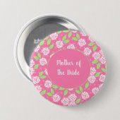Moeder van de bruid roze groene bloem ronde button 7,6 cm (Voorkant /achterkant)