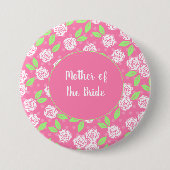 Moeder van de bruid roze groene bloem ronde button 7,6 cm (Voorkant)