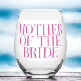 Moeder van de Bruid Roze Modern Elegante Maatwerk Wijnglas Zonder Voet