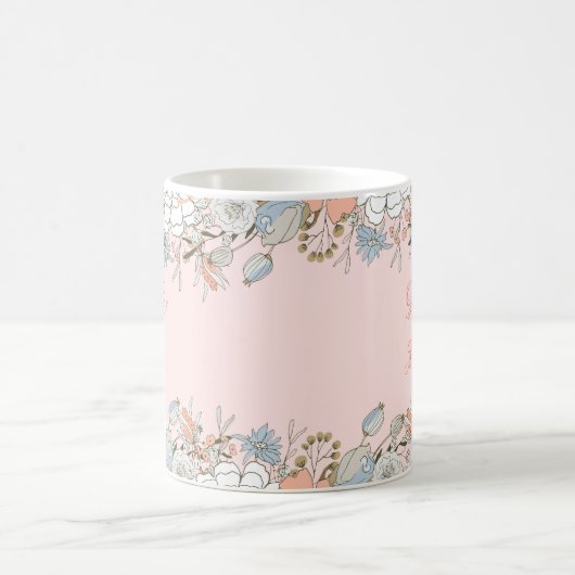 Moeder van de bruid Roze moderne bloemige trouw Koffiemok (Center)