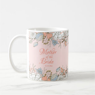 Moeder van de Bruid Roze Moderne Bloemige Trouw Koffiemok