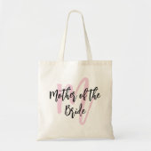Moeder van de bruid, roze monogram minimalist tote bag (Voorkant)