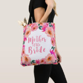Moeder van de bruid rustic roze waterverf bloemen tote bag (Dichtbij)