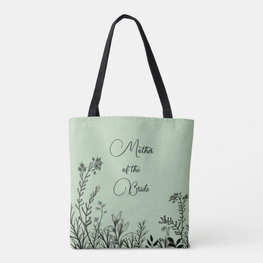Moeder van de bruid Sage Wildflower Doodle Tote Bag (Achterkant)