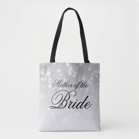 Moeder van de bruid Silver Bokeh Sparkle Lights Tote Bag (Voorkant)