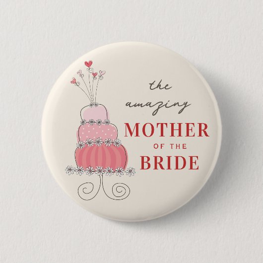 MOEDER VAN DE BRUID Sweet Pink Wedding Cake Button (Voorkant)