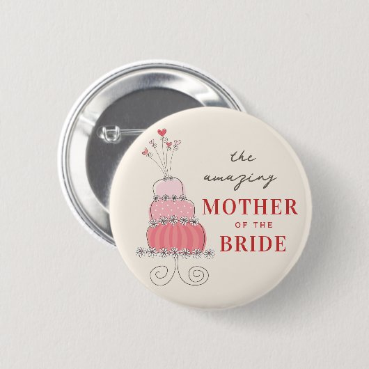 MOEDER VAN DE BRUID Sweet Pink Wedding Cake Button (Voorkant /achterkant)