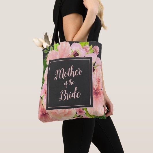 Moeder van de bruid Tropisch roze & perzik bloem Tote Bag (Dichtbij)