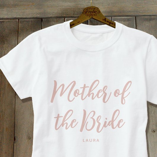 Moeder van de bruid trouw stoffig roze wit t-shirt