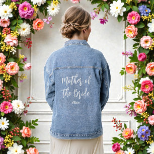 Moeder van de Bruid Trouw Wit Schrift Denim Jacket