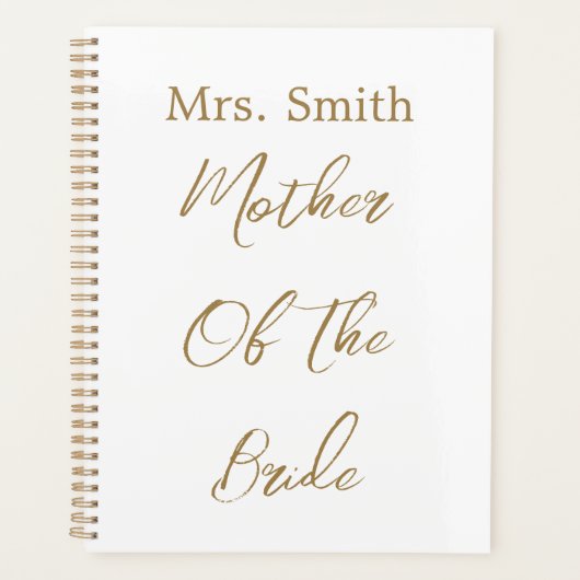 Moeder van de bruid trouwcadeau favor goud wit planner (Voorkant)