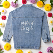 Moeder van de bruid trouwen wit schrift denim jacket