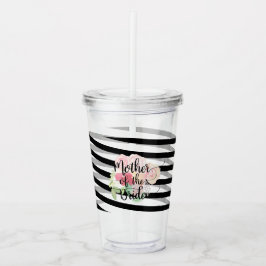 Moeder van de bruid trouwwaterverf bloemendecor mo acryl drinkbeker