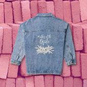 Moeder van de bruid typografie bloemenbruiloft den denim jacket