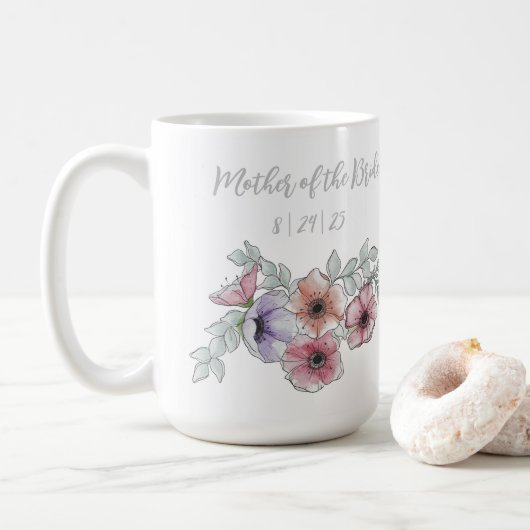 Moeder van de bruid Watercolor Botanische Mok (Met donut)