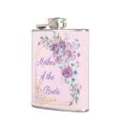 moeder van de bruid, waterverf roze gouden bloem heupfles (Links)