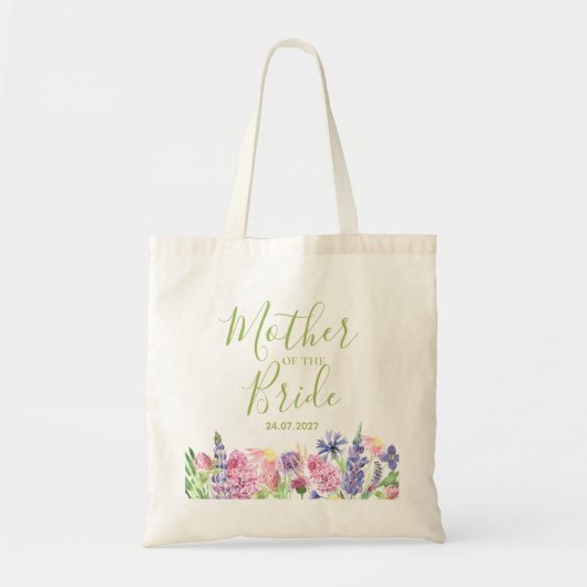 Moeder van de Bruid Wilde Bloementuin Rand Tote Bag (Voorkant)