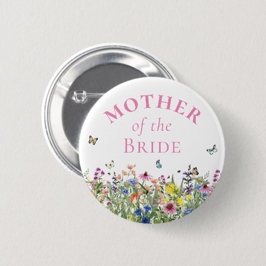 Moeder van de bruid - Zomerbloemen en vlinders Ronde Button 5,7 Cm (Voorkant /achterkant)