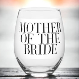 Moeder van de bruid Zwart Modern Elegant op maat Wijnglas Zonder Voet