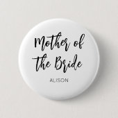 Moeder van de bruid Zwart Wit Trouwknoop Ronde Button 5,7 Cm (Voorkant)