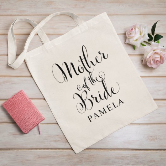 Moeder van de bruid Zwarte gepersonaliseerde trouw Tote Bag