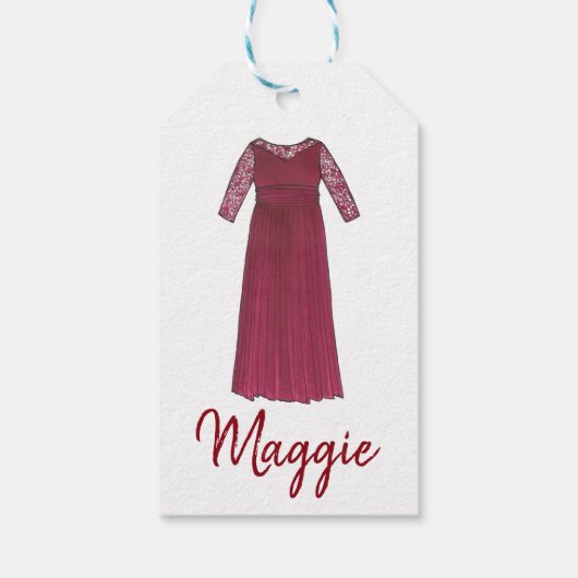 Moeder van de bruidbruinbruiddress cadeaulabel (Achterkant)